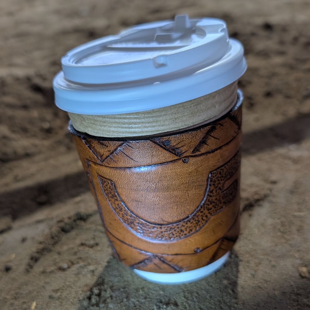 Handmade Leather Double R Cup Sleeve
